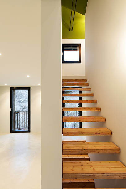 Interior of stylish modern house, view of the stairs